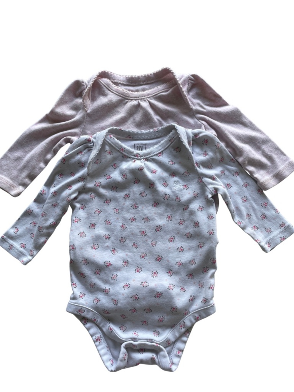 2-Pack Baby Girls Long-Sleeve Onesies -  Floral & Light Pink